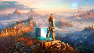 Faye and Phranque standing on a cliff in the Everywhen realm